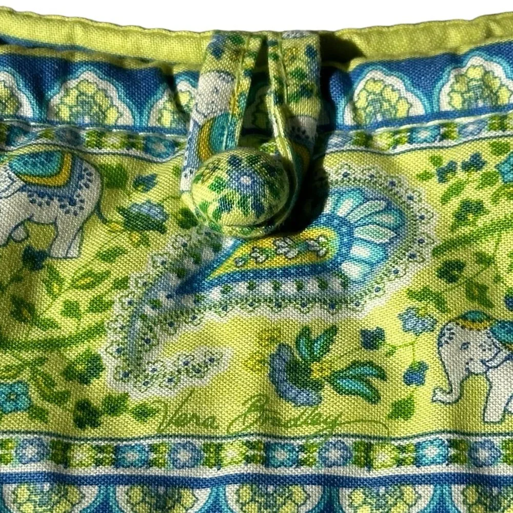 Vera Bradley Retired Tote Bag EUC Quilted Paisley Yellow Blue Elephants USA-Made - Picture 6 of 13